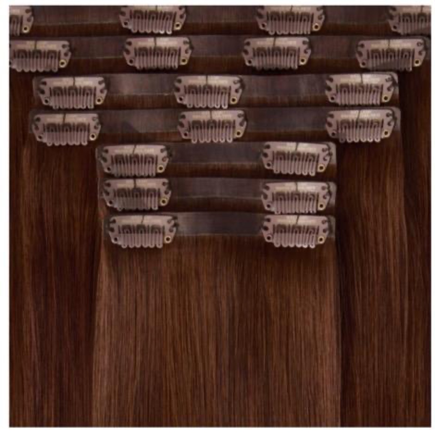 Seam clip-in human hair extension set
